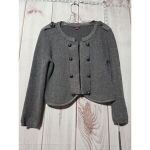 Ladies Small Vince Camuto Gray Metallic Knit Button Front  Cardigan‎ Jacket